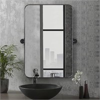 28"x36" Matte Black Pivot Mirror For Bathroom,