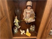 Doll, Large Glass Vase, Clown Figurine