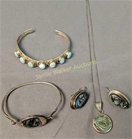 Sterling Silver Turquoise Bracelets, Earrings,