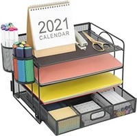 Marbrasse 4-trays Desktop File Organizer With Pen