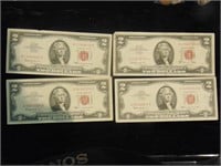 (4) Red Seal 1963 $2 Notes