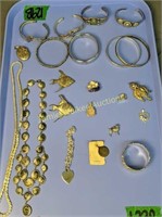 Tray Lot. Sterling Silver Jewelry. Bracelets,