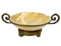 Contemporary Marble & Brass Serving Bowl