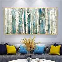 Framed Birch Trees Wall Art Canvas For Living