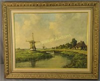 Dutch Windmill Countryside Oil Painting On Canvas