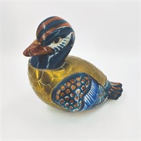 Tonala Mexico Pottery Brass Mallard Duck