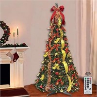 6ft Prelit Pull Up Artificial Christmas Tree With