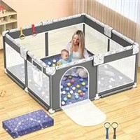 Baby Playpen With Play Mat, Large Playpen For