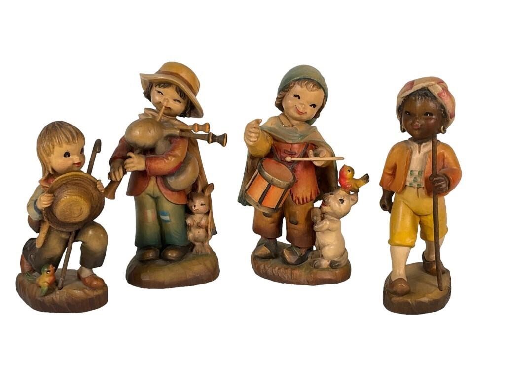 4 Wood Carved Anri Figures