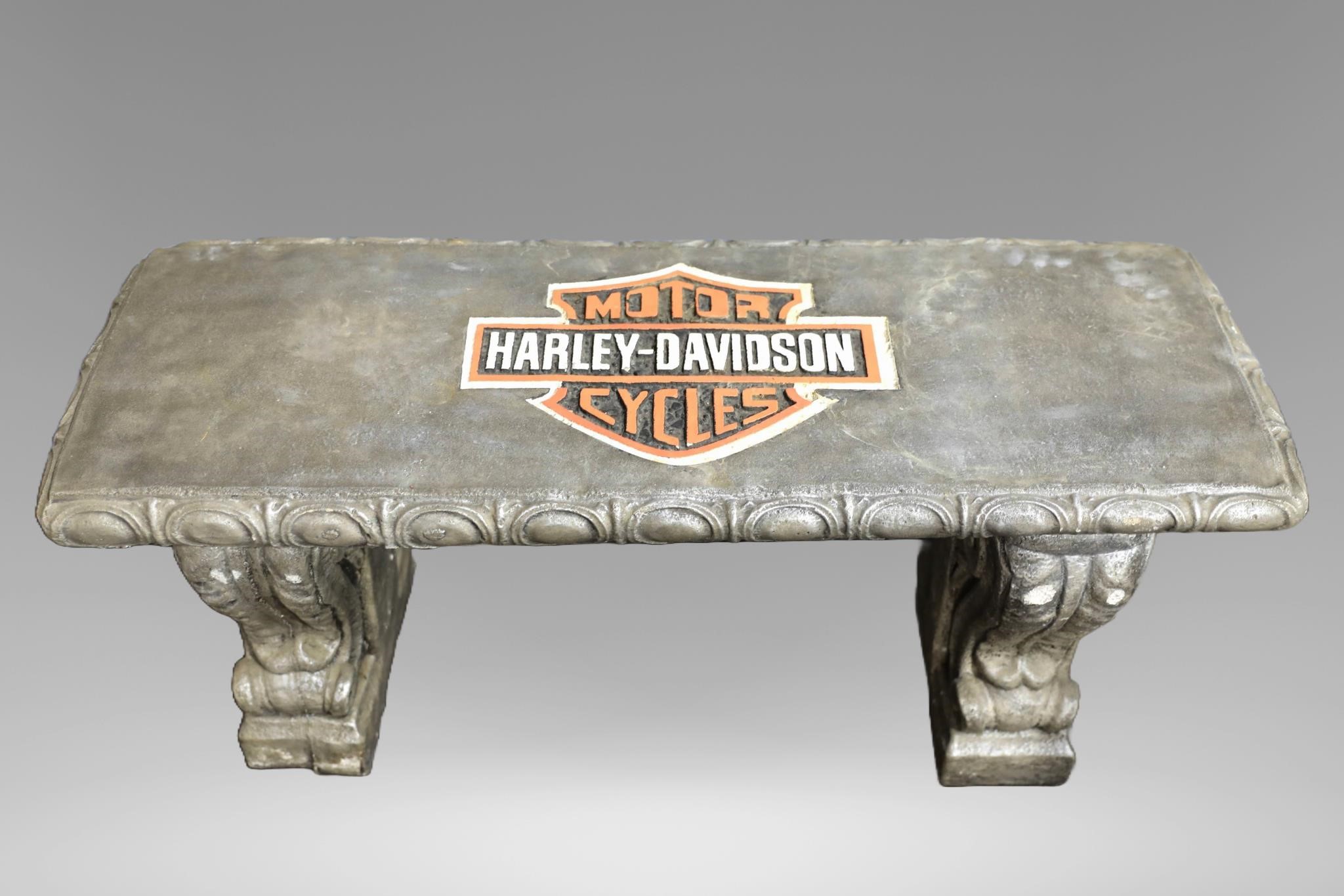 HARLEY-DAVIDSON LOGO CONCRETE GARDEN BENCH