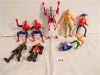 Action Figures, Spiderman, Cowboy, Tarzan, Batman