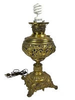 Antique Converted Brass Oil Lamp