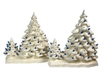 2 Flat Back Ceramic Christmas Tree Clusters