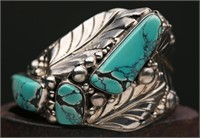 Native American Sterling & Turquoise Cuff - 89.81g