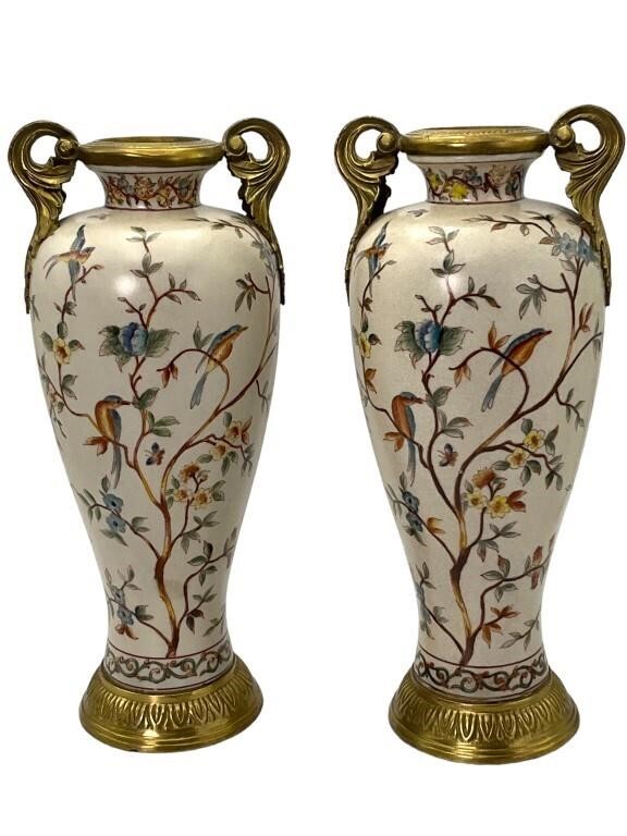 Birds & Blossoms 2 Handled Vases
