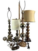 6 assorted lamps and candle wall sconce.  2 with