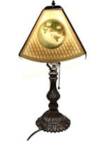 Metal lamp with porcelain shade with hidden