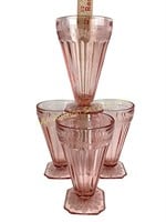 Jeanette Adam pink depression glass footed 9oz