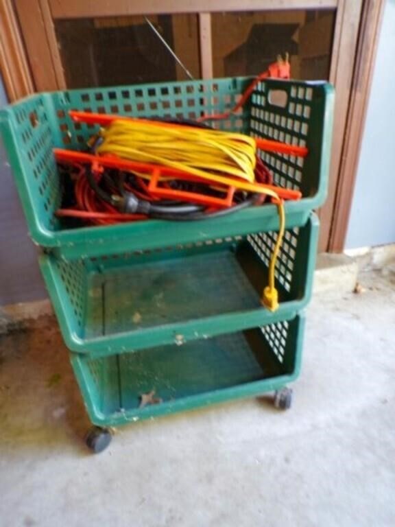 Rolling 3 tier cart-assorted electric cords