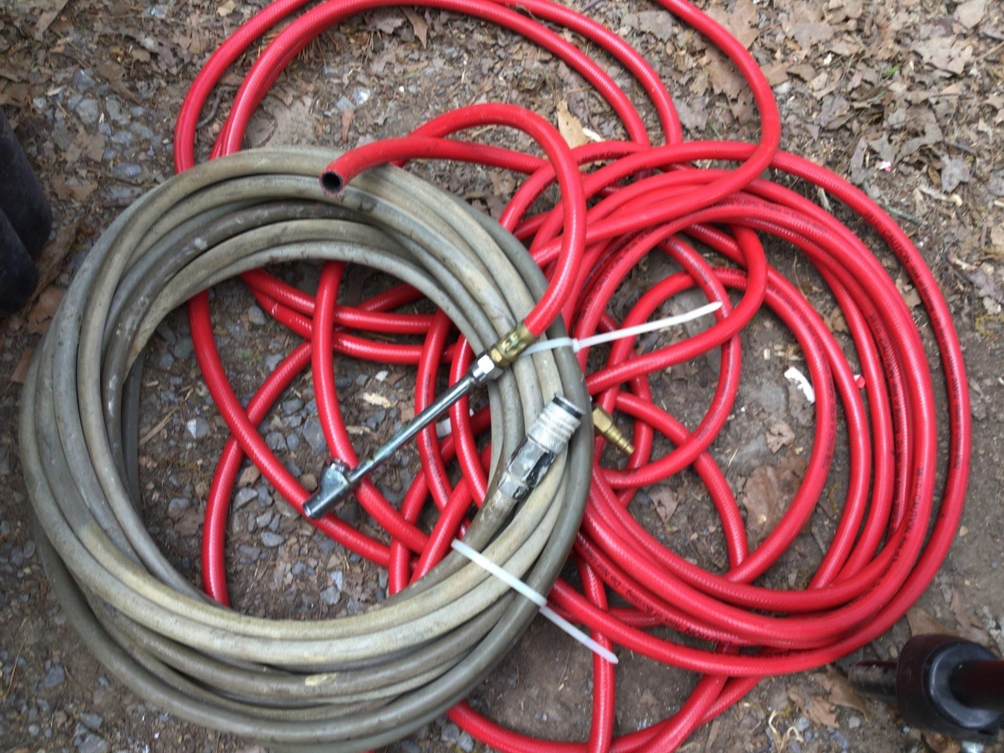 Two Air Hoses Red has one end cut off