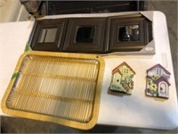 3 Mirrors, Wicker Serving Tray, And Home Decor