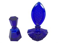 2 Cobalt Blue Perfume Bottles