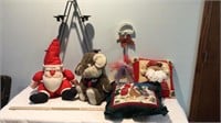 Christmas Pillows stuffed animals & Candle Holders