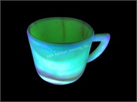 Akro Agate orange tea cup, uranium