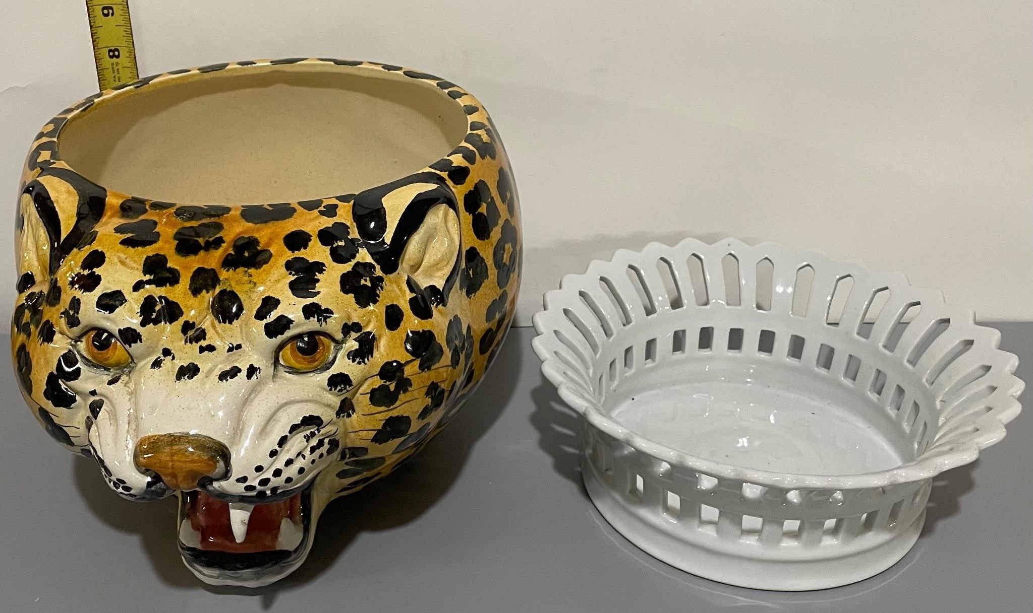 Cheetah Bowl (Missing Tooth) & White Bowl