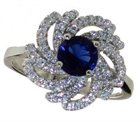 Round Blue Sapphire Deisgner Ring
