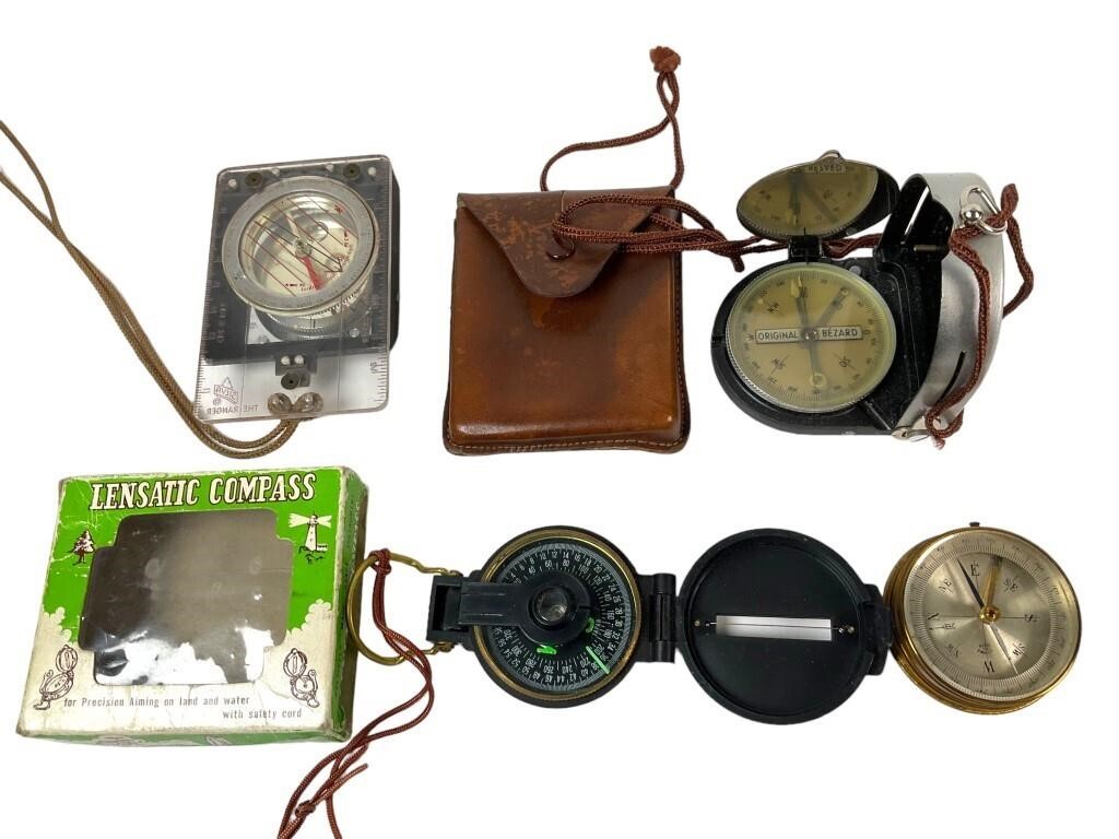 4 Vintage Compasses