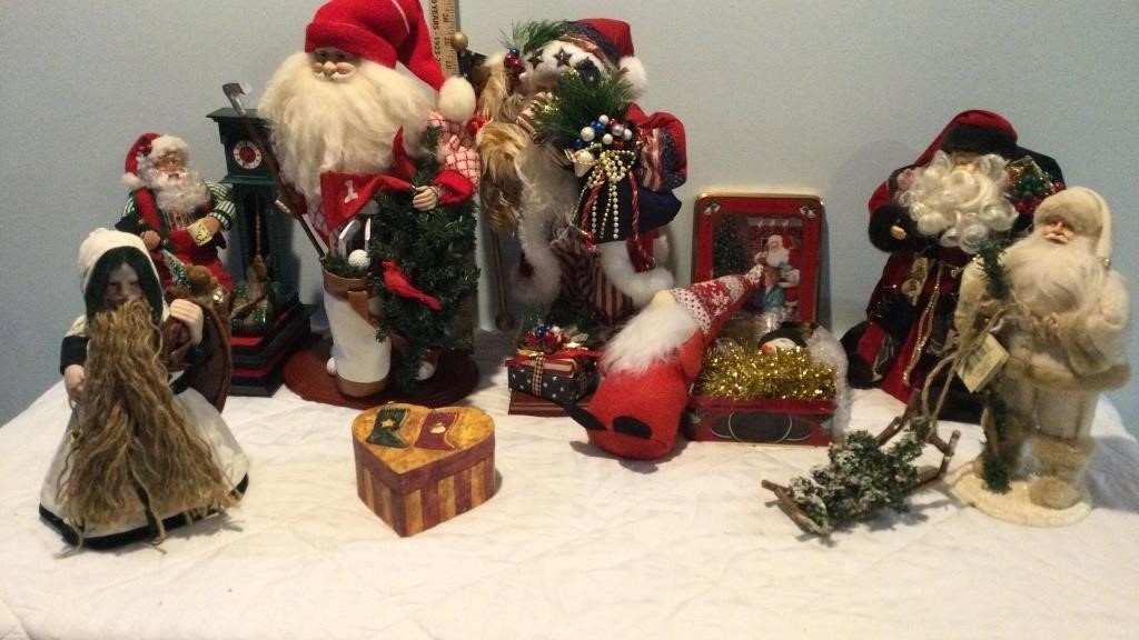 Tote of Christmas Santa’s, Gnome, and more