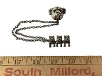 Old silver tone bulldog sweater guard pins