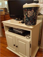 White TV Stand & Contents