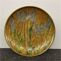 VTG Brass & Enamel Iris Decorative Plate