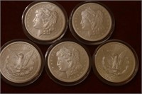 (5) 1 toz. .999f Silver rounds.