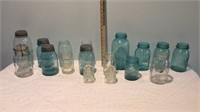 Turquoise Blue and Clear Canning Jars Clear