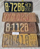 1930, 1931, 1932, & 1933 NEBRASKA LICENSE PLATES