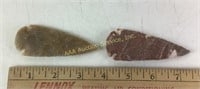 (2) arrowheads. Length of longer 3-5/8 inches