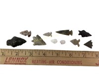 (9) arrowheads. Length of longest 1-3/8 inches