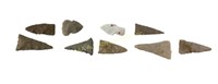 (9) arrowheads. Length of longest 1-1/2 inches