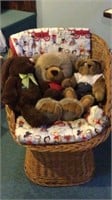 Wicker Chair w/ Handmade Quilt & the Three Bears