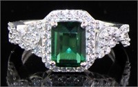 Brilliant Emerald Cut Emerald & White Topaz Ring