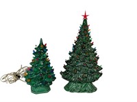 2 Vintage Ceramic Christmas Trees