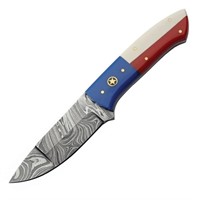 Damascus Texas Pride Fixed Blade Knife