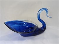 Hand Blown Vintage Colbalt Blue swirl Art Glass