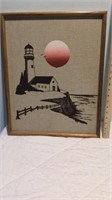 Lighthouse Painting on Burlap