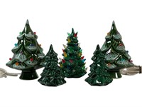 5 Small Ceramic Christmas Trees