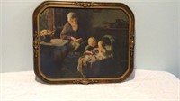 Antique Picture in Frame w/ Mother & Children
