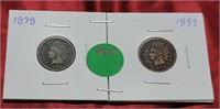 1898, 1899 INDIAN HEAD CENTS